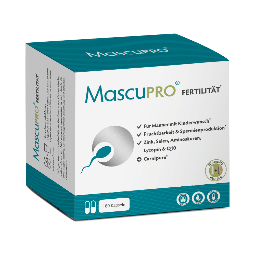 MascuPRO Fertilität, 180 Kapseln, Vorderseite Verpackung